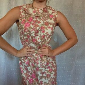 Handmade 60s vintage pink floral dress